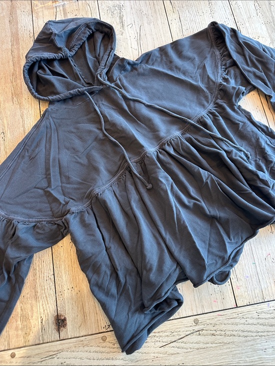 aerie Tops - aerie Charcoal Hooded Peplum Sweatshirt